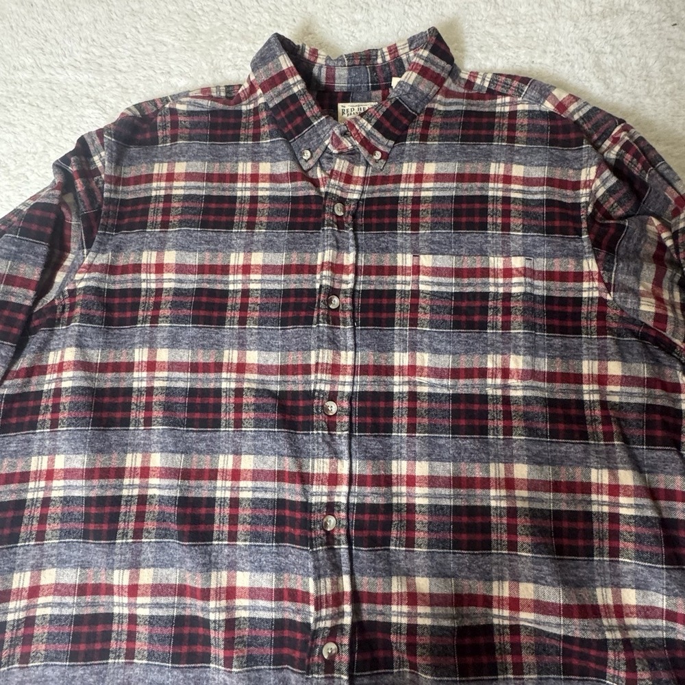 Red Head Brand Co Men's 3XL Plaid Flannel Shirt Red Gray 100% Cotton